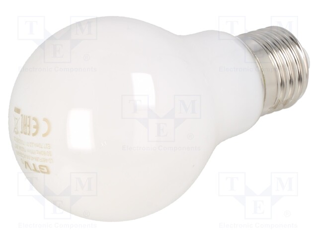 LED lamp; milky; E27; 230VAC; 800lm; 8W; 360°; 4000K