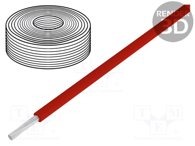 Wire; stranded; Cu; 0.04mm2; PVC; red; 60V; 10m; 1x0.04mm2