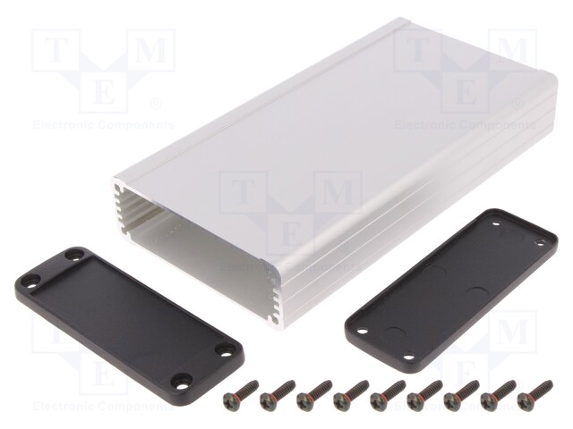 Enclosure: with panel; 1457; X: 84mm; Y: 160mm; Z: 28mm; aluminium