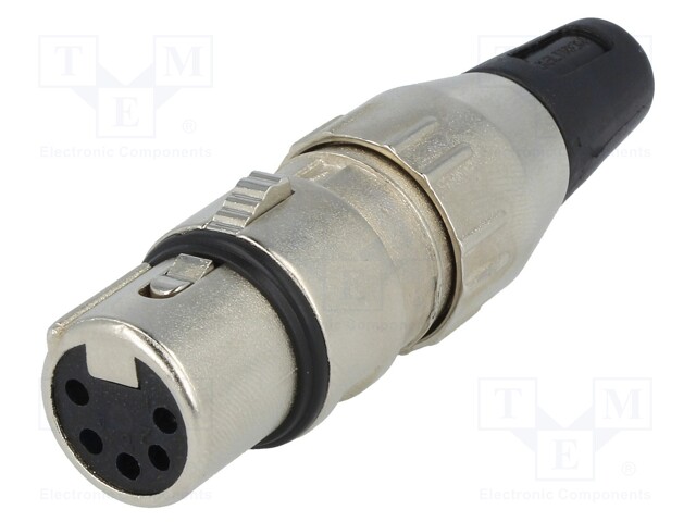 Plug; XLR; female; PIN: 5; straight; for cable; soldering; 50V; 7.5A