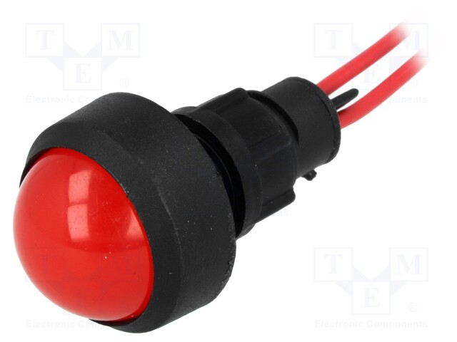 Indicator: LED; prominent; 230VAC; Cutout: Ø13mm; IP20; 300mm leads