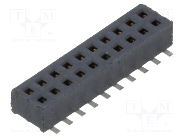 Connector: pin strips; female; PIN: 20; 1.27mm; gold flash; SMT