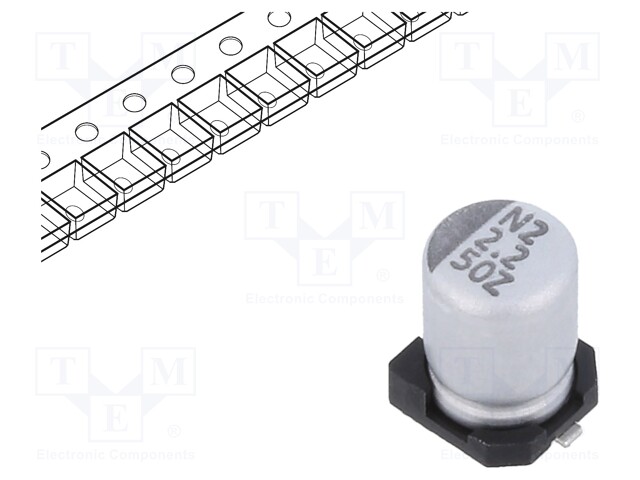 Capacitor: electrolytic; SMD; 2.2uF; 50VDC; Ø4x5.7mm; ±20%
