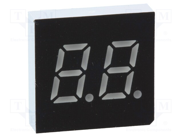 Display: LED; 7-segment; 7.62mm; 0.3"; No.char: 2; green; 3mcd; anode