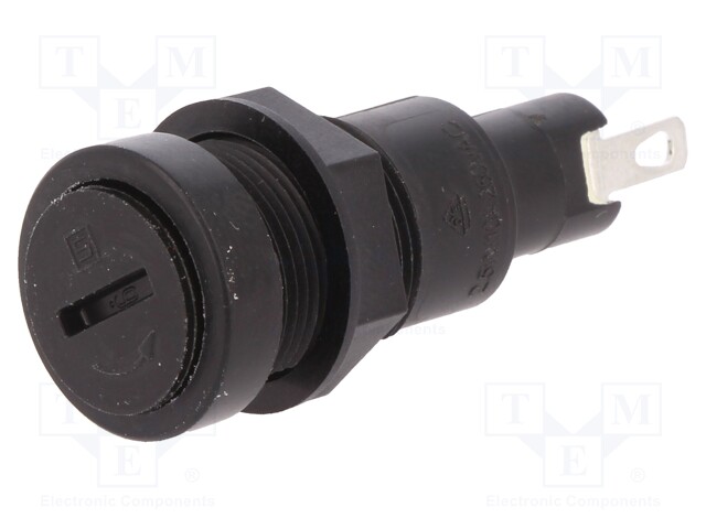 Fuse holder; cylindrical fuses; 5x20mm; 10A; Mounting: on panel
