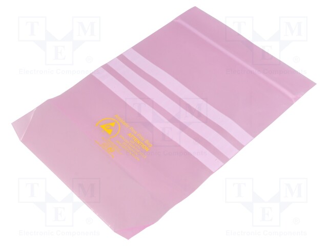 Protection bag; ESD; L: 200mm; W: 150mm; Thk: 75um; polyetylene; pink
