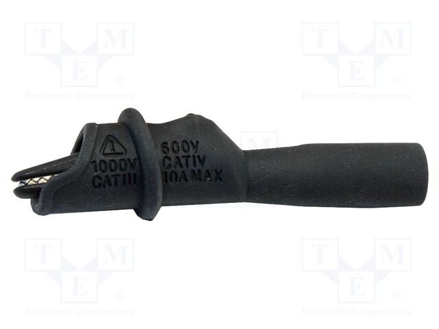Crocodile clip; 10A; black; Grip capac: max.8.9mm; 1kV