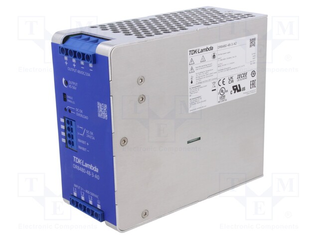 Power supply: switched-mode; for DIN rail; 480W; 48VDC; 10A; DRB