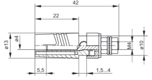 Connector: 4mm banana; socket; 32A; 1kV; brown; gold-plated; 42mm
