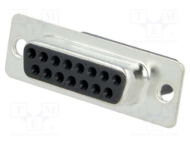 D-Sub; PIN: 15; plug; female; w/o contacts; for cable; 250V; black