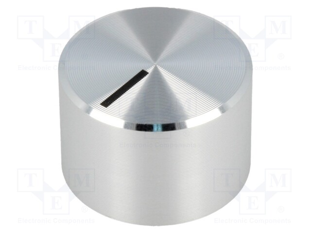 Knob; with pointer; aluminium,plastic; Shaft d: 6mm; Ø17.8x12mm