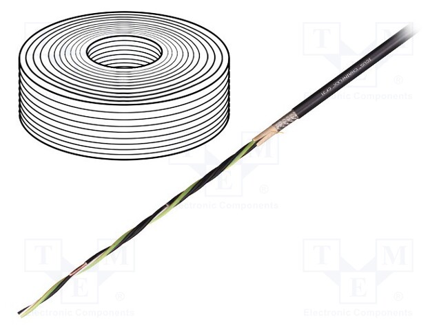 Wire: motor; chainflex® CF31; 5G4mm2; PVC; black; stranded; Cu; 4mm2