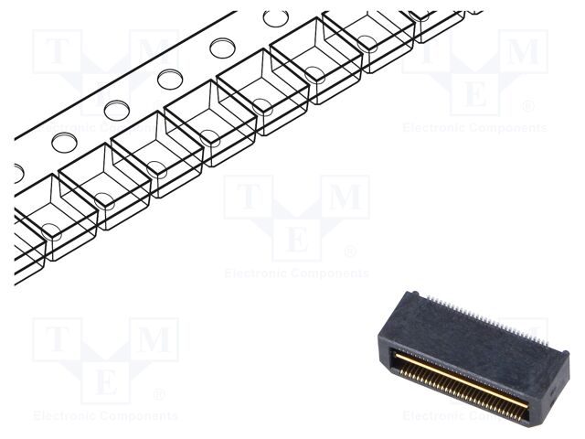 Mezzanine Connector, Ground Plane, Header, 0.5 mm, 2 Rows, 60 Contacts, Surface Mount