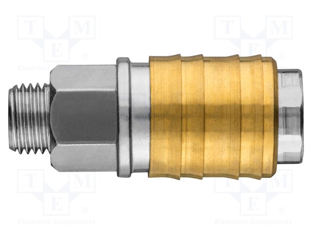 Quick connection coupling; with bushing; brass; Thread: outside