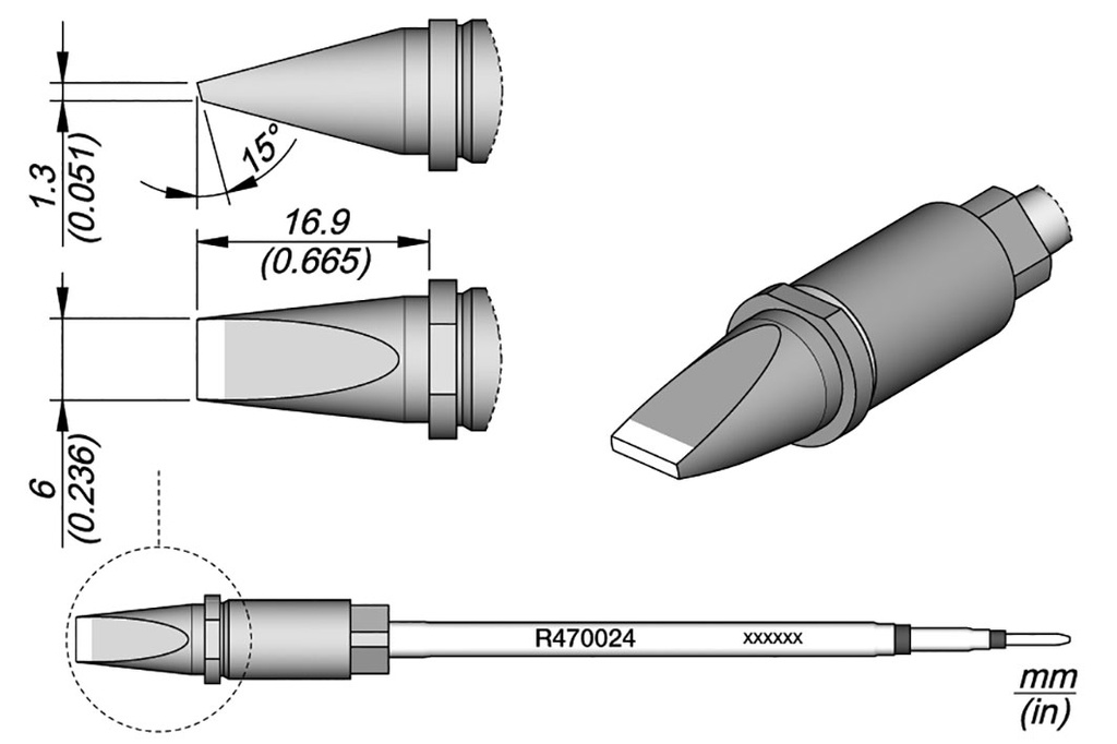 Tip; cut spade; 6x1.3mm