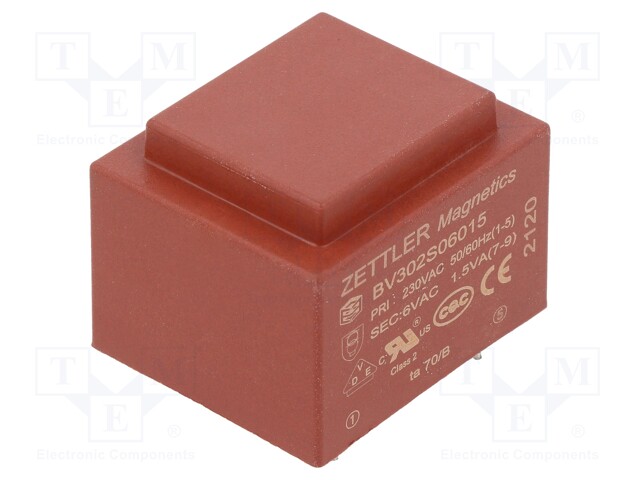 Transformer: encapsulated; 230VAC; 6V; Mounting: PCB