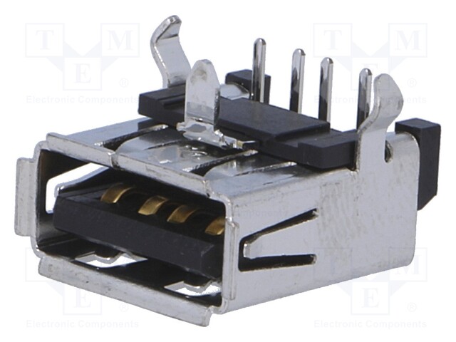 Socket; USB A; on PCBs; THT; PIN: 4; angled 90°; USB 2.0