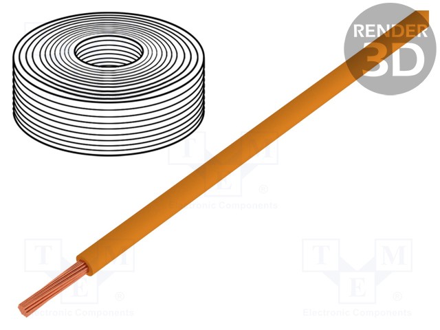 Wire; stranded; Cu; 1x0,14mm2; PVC; orange; 60V; -10÷85°C; 10m