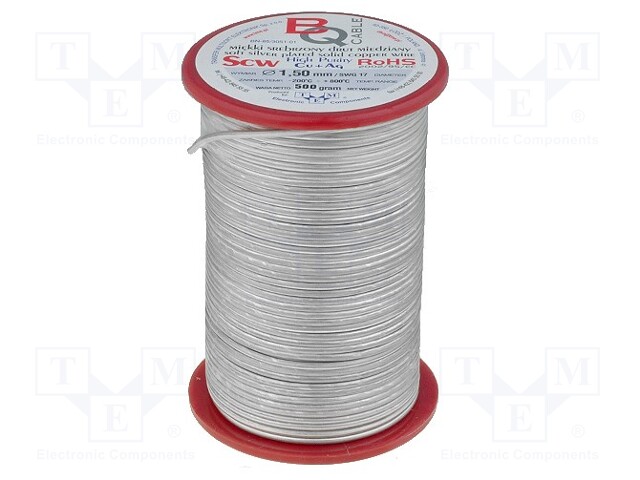 Silver plated copper wires; 0.5mm; 500g; 300m; -200÷800°C