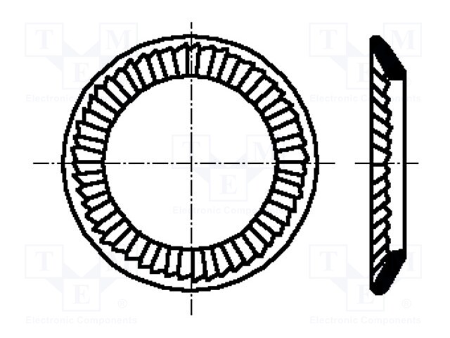 Washer; spring,externally serrated; M6; D=10mm; h=1.2mm; BN: 792