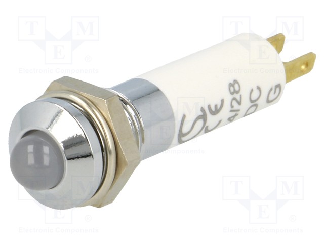 Indicator: LED; prominent; 24÷28VDC; Cutout: Ø8.2mm; IP40; metal