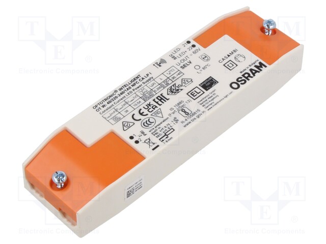 Power supply: switched-mode; LED; 38W; 10÷54VDC; 350mA÷1.05A; IP20