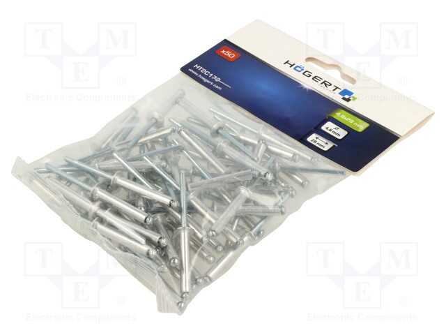 Rivet; aluminium; Rivet diam: 4.8mm; L.rivet: 28mm; 50pcs.
