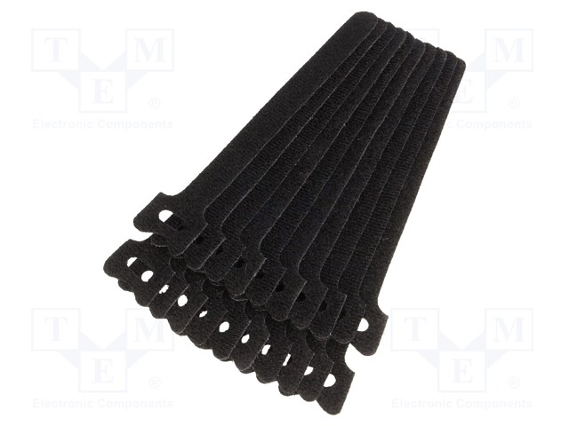 Hook and loop fastener; L: 135mm; W: 12mm; black; 20pcs; Ømax: 33mm