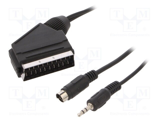 Cable; Jack 3.5mm 3pin plug,Mini-DIN plug 4pin,SCART plug; 5m