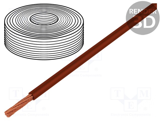 Wire; LifY; stranded; Cu; 1x0,25mm2; PVC; brown; 300V; -15÷80°C