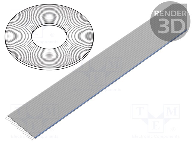 Wire: ribbon; 0.635mm; solid; Cu; 60x30AWG; unshielded; LSZH; grey