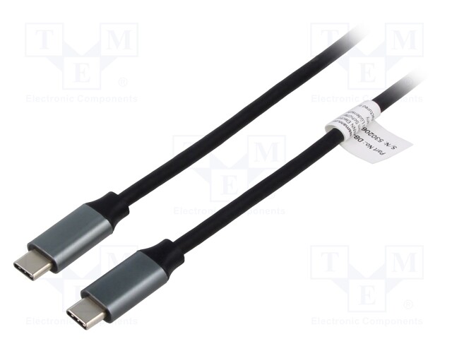 Cable; Power Delivery (PD),USB 3.0; USB C plug,both sides; 1m