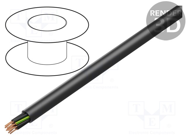Wire; H07RN-F; stranded; Cu; 12G2,5mm2; rubber; black; 450/750V