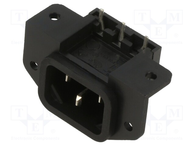 Connector: AC supply; socket; male; 10A; 250VAC; C14 (E); THT