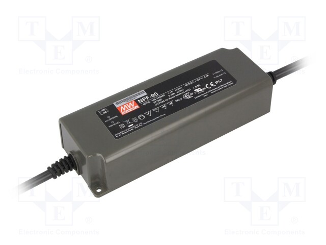 Power supply: switched-mode; LED; 90W; 12VDC; 7.2÷12VDC; 7.5A; IP67