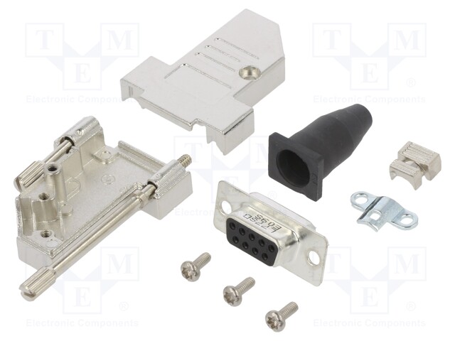 D-Sub; PIN: 9; female; shielded,with strain relief; angled 45°