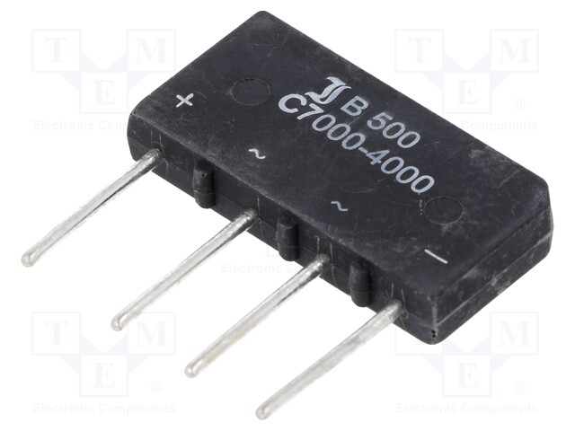 Bridge rectifier: single-phase; Urmax: 1kV; If: 7A; Ifsm: 150A; flat