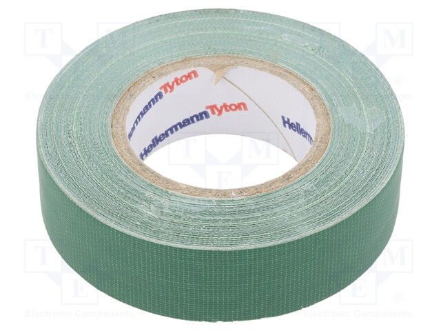 Tape: textile; W: 19mm; L: 10m; Thk: 0.31mm; green; 64N/cm; 10%; rubber