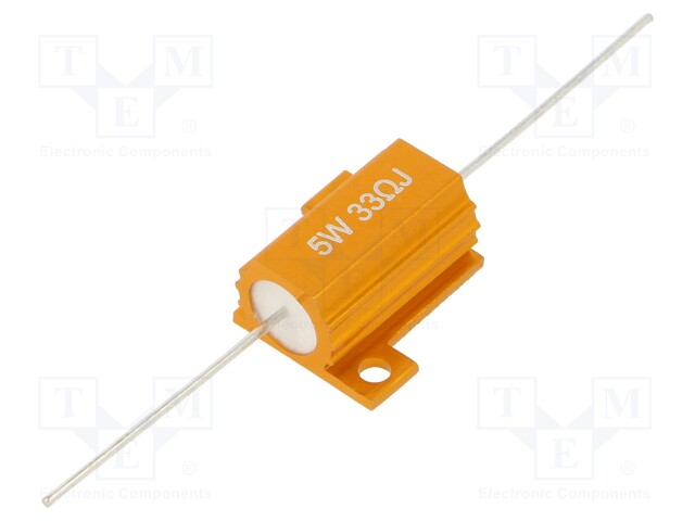 Resistor: wire-wound; with heatsink; 33Ω; 5W; ±5%; 50ppm/°C; axial