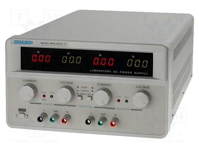 Power supply: laboratory; Channels: 2; 0÷30VDC; 0÷10A; 0÷30VDC