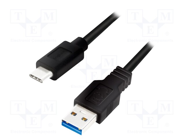 Cable; USB 3.0; USB A plug,USB C plug; 2m; black