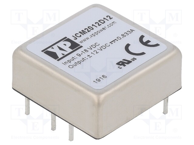 Isolated Board Mount DC/DC Converter, 2:1 Input, ITE, 2 Output, 20 W, 12 V, 833 mA, -12 V
