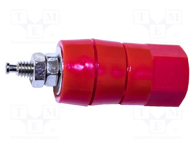 Laboratory clamp; red; Contacts: brass; Mounting: screw,on panel