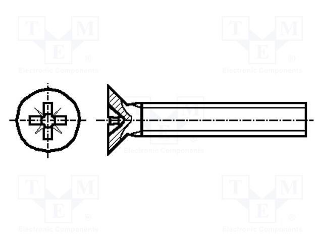 Screw; M4x12; 0.7; Head: countersunk; Pozidriv; PZ2; DIN 965A