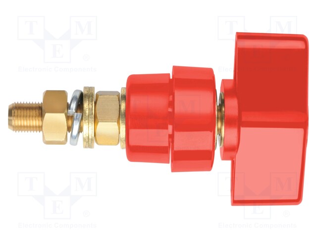 Laboratory clamp; red; 1kVDC; 100A; Contacts: brass; 81mm