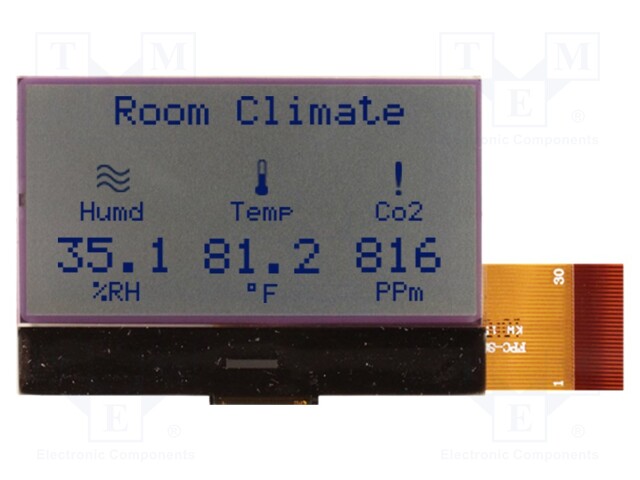 Display: LCD; graphical; 128x64; STN Positive; gray; 55.5x38x2.1mm