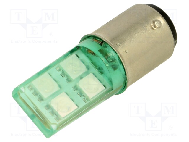 LED lamp; green; BA15D; 230VAC