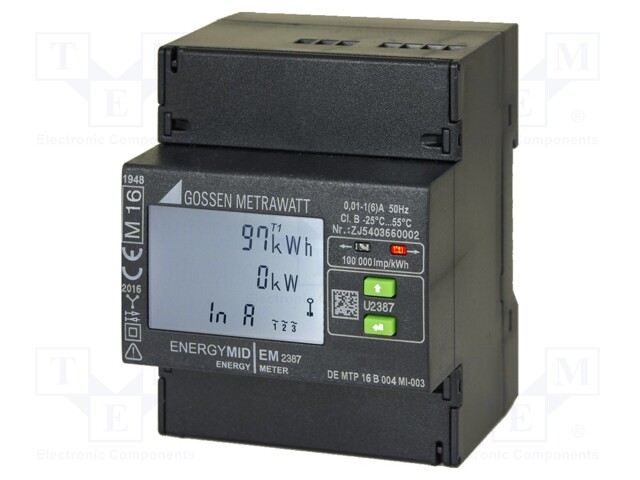 Electric energy meter; digital,mounting; for DIN rail mounting