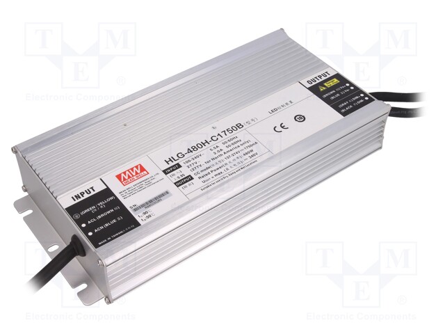 Power supply: switched-mode; LED; 480W; 137÷274VDC; 1750mA; IP67