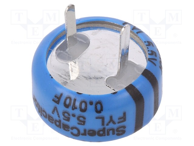 Capacitor: electrolytic; 0.01F; 5.5VDC; ESR: 300Ω; THT; -20÷+80%